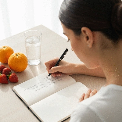 Person writing down a personalized healthy lifestyle plan